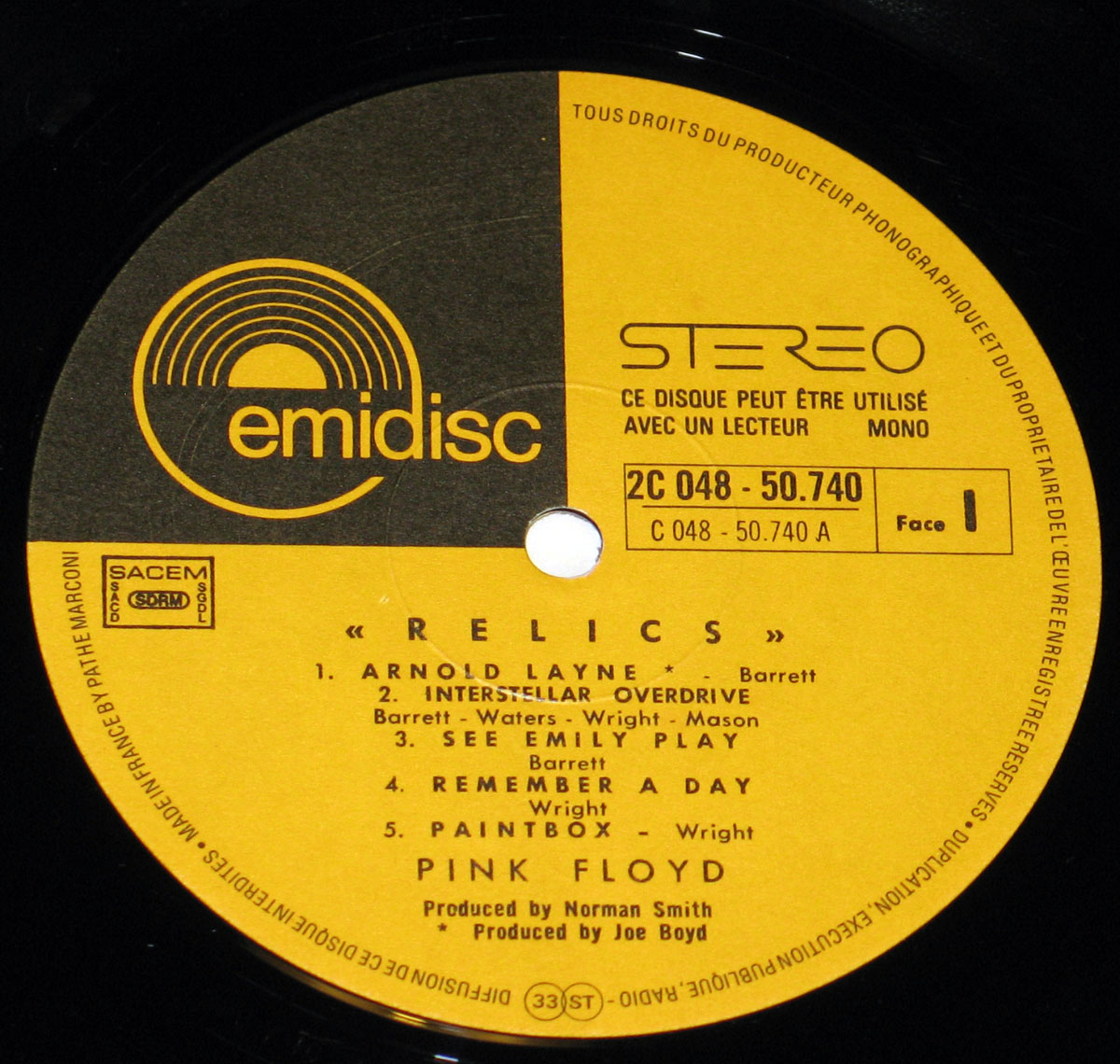 High Resolution Photo #3 PINK FLOYD Relics France2 Emidisc 
